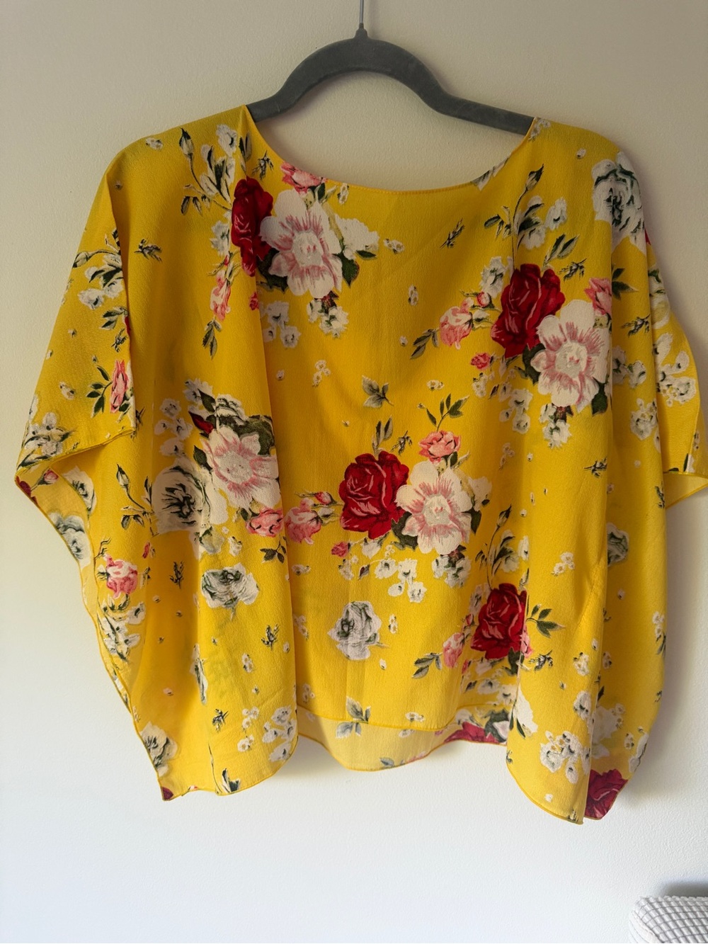 Yellow Floral Short Sleeve Blouse